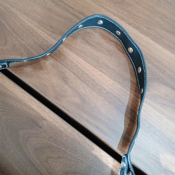 St. John's Bay Black Leather Shoulder Bag with Silver Accents - Picture 5 of 9